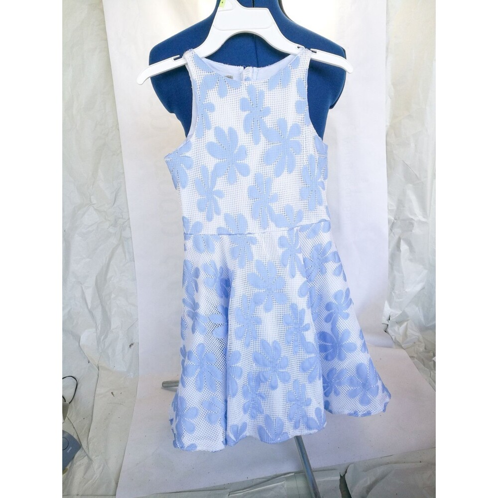 Pippa & julie Light blue Boat Neck Casual Sleeveless Flower skater dress 10